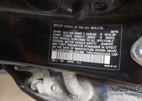 2020 Honda Civic Ex-L from USA, damaged, VIN SHHFK7H89LU201889